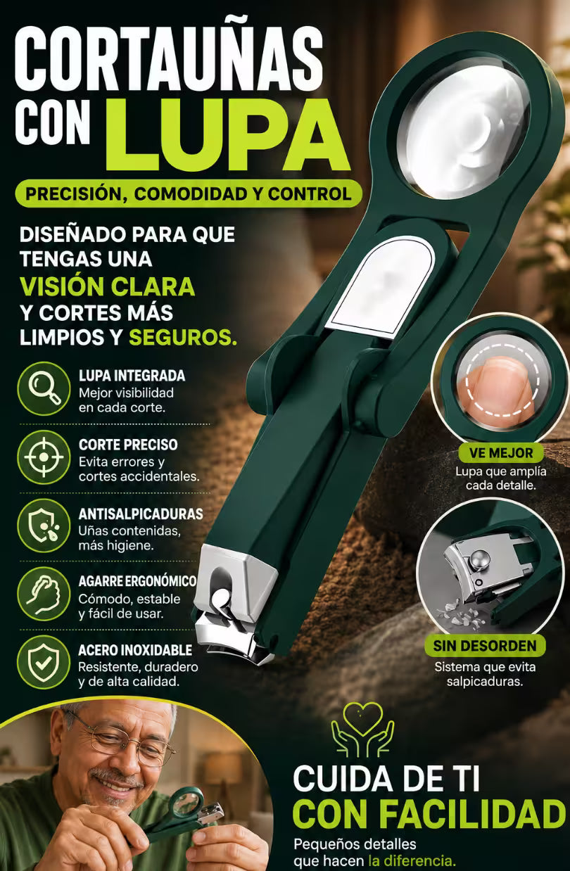 LumaClip® - Cortauñas Ergonómico Multifuncional de Acero inoxidable